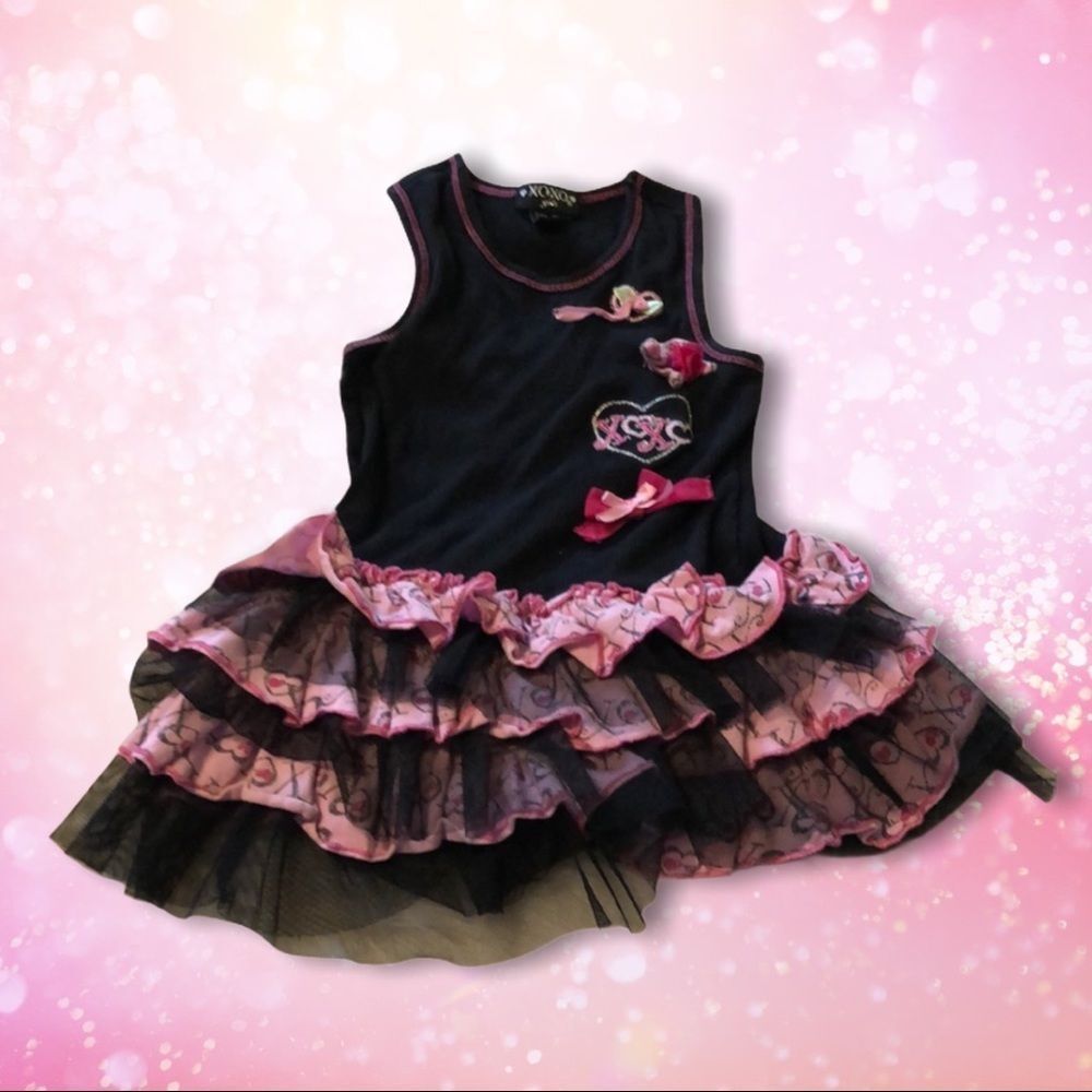XOXO Dress Pink Hearts Ruffles 2T NWOT